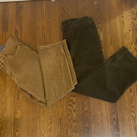 (2) L.L. Bean corduroy pants standard fit; ORVIS corduroy pants brown 38 X30 men - Picture 2 of 9